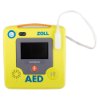 Front view of zoll aed 3 defibrillator full automatic showing screen and control buttons on yellow device
