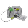 A front shot of the contents of the Zoll AED 3 CPR Uni-padz, including tuff-kutt scissors, instructions on how to place the pads on a patient, adult or child, showing the green connector plug and a rescue ready kit