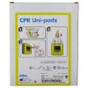Front of zoll aed 3 cpr uni padz defibrillator pads packaging showing instructions and product details