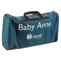 Stjbabysp Laerdal Baby Anne Cpr Training Manikin Soft Pack Carry Case Angled blue holdall style bag with black handles and baby anne written in white text