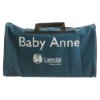 Front view of the soft pack carry case for the laerdal baby anne cpr training manikin in blue fabric with handles