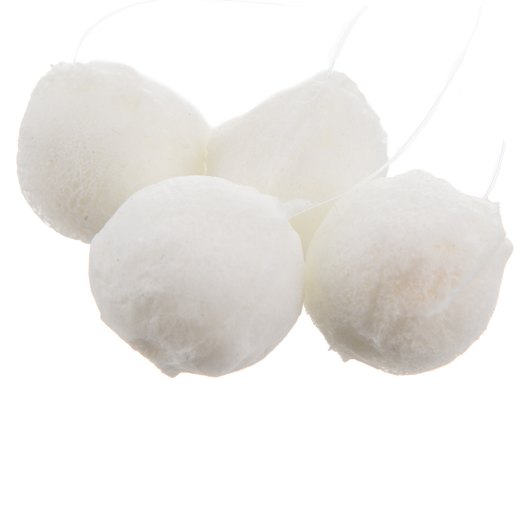 Laerdal Choking Charlie Training Manikin Boluses Closeup of four white laerdal choking charlie training manikin boluses with string attached