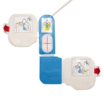 zoll aed plus cpr d electrodes shown open with three adhesive pads and instruction illustrations