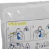 Close up image of zoll aed plus cprd padz packaging with illustrated application instructions on the label