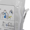 Close up of instructions on zoll aed plus cprd padz defibrillator pads packaging showing placement steps and safety symbols