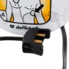 Connection plug attached to defibtech lifeline aed auto defibrillator adult pads packaging showing electrode placement diagram