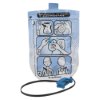 Front view of defibtech lifeline aed auto paediatric defibrillator pads packaging with illustrated instructions and attached cable