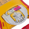 a view of the training pads in the back of the training unit showing the instructions on where to place the pads on a patient
