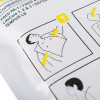 Closeup of instructions on Stjdefidpp Defisign Life Paediatric Defibrillator Pads showing placement diagram and text details
