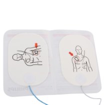 Philips Heartstart Fr2 Trainer 2 Defibrillator Adult Training Pads philips heartstart fr2 trainer 2 defibrillator adult training pads shown angled with illustrations of pad placement on a torso