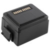 an angled shot square black battery with metal connectors and tabs on each side to fit into a defibrillator