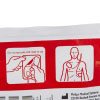 a close up view of the pads on the instructional pictures on where to place the pads in an emergency