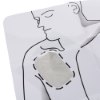 Closeup of mat with Philips Heartstart FRx defibrillator training pads II cartridge attached to illustrated chest