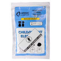 Stjg3Ptp Cardiac Science Powerheart G3 Paediatric Training Electrode Pads In Pack a white package with a blue and white label on the front, there is black text stating cardiac science child / infant training electrodes