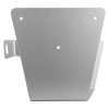 the back of a a silver metal defib bracket with 3 drill holes for wall fixing