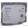 square silver foil pouch with a white label on the front in black text it says adult training pads with multiple language translations underneath. In the top right corner is that manufacturers name and address