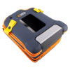 A rectangular protective case, grey in colour with orange edging for visibility of a cardiac science powerheart g5 premium carry case shot at an angle