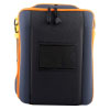 the back of the cardiac science powerheart g5 premium carry case, grey in colour with a clear pouch to hold identification slip 