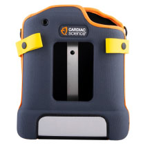 a front shot of the cardiac science powerheart g5 premium carry case showing the clear vision panel and the cardiac science branding