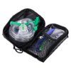 Cardiac Science Powerheart G5 Premium carry case open to show medical kit with mask and accessories inside