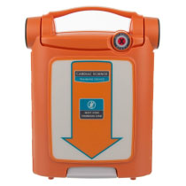Stjg5Tkit Cardiac Science G5 Trainer Unit Front a front view of the cardiac science powerheart g5 trainer unit in orange and white with a downwards directional arrow