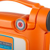 Orange ZOLL AED Plus training device with a circular “Not Rescue Ready” indicator showing a red X.