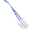 Close up of the connector on philips heartstart hs1 adult training pads showing blue wires and clear plastic casing