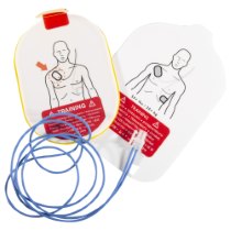 Philips Heartstart Hs1 Adult Training Pads philips heartstart hs1 adult training pads showing the front side with diagrams and connected blue wires