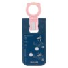 Back view of philips heartstart frx defibrillator infant child key showing label and instructions