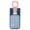 Front view of the philips heartstart frx defibrillator infant child key showing illustration and weight instructions