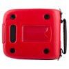 Back view of a red philips heartstart frx defibrillator carry case showing handle and fastening details