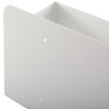 the back of a silver coloured wall bracket showing 2 of the 3 drill hole s it can be secured to a wall