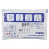 a front view of the philips heartstart frx smart pads which pictorial instructions on how to use the pads and who they can be used on