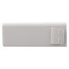 the back of a rectangular grey battery for installing into a defibrillator