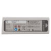 the front of a rectangular shaped light grey battery with black writing stating CU medical and the manufacture address along with safety instructions for safe disposal of a lithium battery