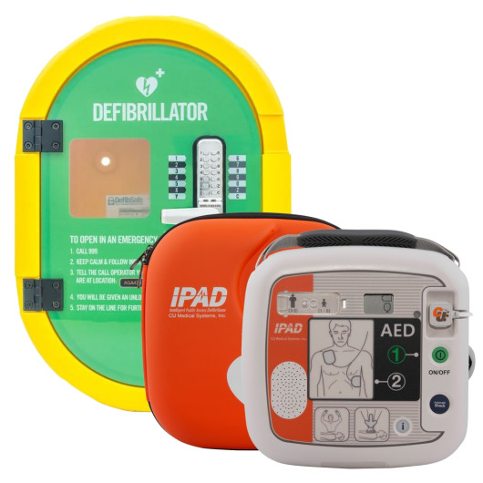 iPAD SP1 Fully Automatic Defibrillator with Outdoor Defibsafe2 Cabinet and Carry Case