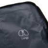 Close up detail of the carry bag for the laerdal little baby qcpr training manikin with dark skin showing lung symbol and text