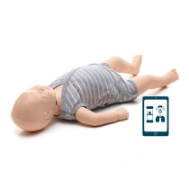 Stjlbabyql Laerdal Little Baby Qcpr Training Manikin life like baby manikin with grey and white striped vest on used for first aid training