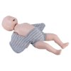 laerdal little baby qcpr training manikin with carry bag light skin showing chest and open mouth with grey striped garment