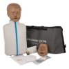 laerdal little junior qcpr paediatric training manikin dark skin with carrying bag face mask manuals and accessories displayed