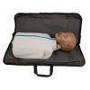laerdal little junior qcpr paediatric training manikin with dark skin lying inside an open black carry bag