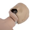 Closeup of laerdal little junior qcpr paediatric training manikin light skin showing mouth and part of head without face