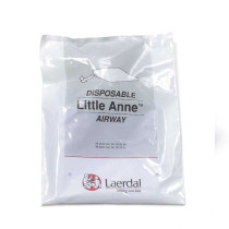 plastic bag with black writing stating disposable little anne airway
