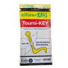 a plastic package with a yellow L shaped picture on the front there is wording above in red and white saying tourni-key