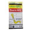 Front view of tourni key packaging showing instructions and branding in clear colours
