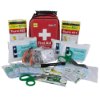 Tourni key kit contents laid out including a red first aid pouch scissors marker and medical supplies