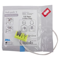 Stjpedipad Zoll Aed Plus Infant Child Pedi Padz Electrode In Pack a front view of electrode pads for the Zoll aed plus for children with a green connector plug