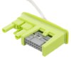 Connector piece of zoll aed plus paediatric padz ii defibrillator pads in light green and grey plastic