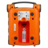 Back view of the cardiac science powerheart g5 semi automatic defibrillator showing labels and connector port