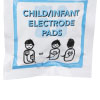 a close up image of the front of the child pads for the cardiac science powerheart g3 plus defibrillator showing where pads can be placed on an infant
